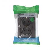 Розетка 2-м СП AtlasDesign 16А IP20 с заземл. в сборе мокко SE ATN000624