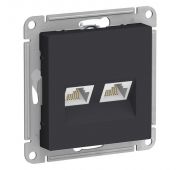 Розетка компьютерная 2-м AtlasDesign RJ45 кат.5E механизм карбон SE ATN001085