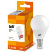 Лампа светодиодная Eco G45 5Вт шар 3000К тепл. бел. E14 450лм 230-240В IEK LLE-G45-5-230-30-E14