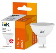 Лампа светодиодная Eco MR16 5Вт 3000К тепл. бел. GU5.3 450лм 230-240В IEK LLE-MR16-5-230-30-GU5