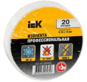 Изолента ПВХ 0.18х19мм бел. (рул.20м) IEK UIZ-20-10-K01