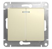 Выключатель 2-кл. СП Glossa 10А IP20 (сх. 5а) 10AX с подсветкой механизм беж. SE GSL000253