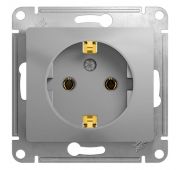 Розетка 1-м СП Glossa 16А IP20 с заземл. механизм алюм. SE GSL000343