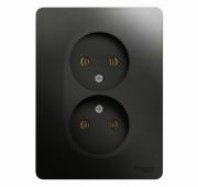 Розетка 2-м СП Glossa 16А IP20 без заземл. в сборе антрацит SE GSL000720