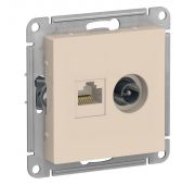 Розетка компьютерная + телевизионная 2-м AtlasDesign RJ45 кат.5E + TV механизм беж. SE ATN000289
