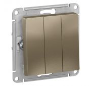 Выключатель 3-кл. СП AtlasDesign 10А IP20 (сх. 1+1+1) 10AX механизм шампань SE ATN000531