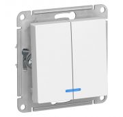 Выключатель 2-кл. СП AtlasDesign 10А IP20 (сх. 5а) 10AX с подсветкой механизм бел. SE ATN000153