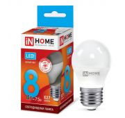 Лампа светодиодная LED-ШАР-VC 8Вт шар 4000К нейтр. бел. E27 760лм 230В IN HOME 4690612020570