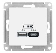 Розетка USB AtlasDesign тип A+C 5В/2.4А 2х5В/1.2А механизм бел. SE ATN000139