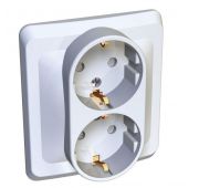 Розетка 2-м СП Этюд 16А IP20 250В с заземл. защ. шторки бел. SE PC16-008B