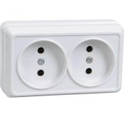 Розетка 2-м ОП Октава 10А IP20 без заземл. бел. IEK ERO20-K01-10-DC