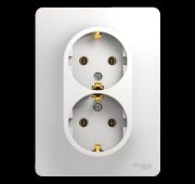 Розетка 2-м СП Glossa 16А IP20 с заземл. в сборе бел. SE GSL000124