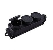 Колодка 3-м 16А IP44 2P+PE 230В с защ. крышками каучук EKF RPS-015-16-230-44