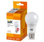 Лампа светодиодная ECO A60 15Вт грушевидная 230В 3000К E27 IEK LLE-A60-15-230-30-E27