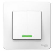 Выключатель 2-кл. СП Blanca 10А IP20 (сх. 5) 250В с подсветкой бел. SE BLNVS010511