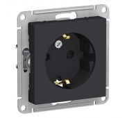Розетка 1-м СП AtlasDesign 16А IP20 с заземл. защ. шторки механизм карбон SE ATN001045