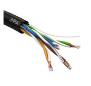 Кабель витая пара U/UTP кат.5E 4х2х24AWG solid CCA PE Outdoor Simple черн. (м) Эра Б0044436