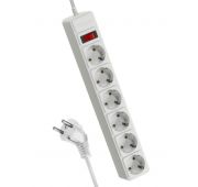 Удлинитель с сетевым фильтром 6х3м с заземл. 16А IP20 3.5кВт 3х1 с предохранителем с выкл. с индикатором сети бел. КОСМОС FKsm3m-6g(W)16A