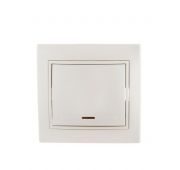 Выключатель 1-кл. СП Mira 10А IP20 с подсветкой со вставкой жемчуж./бел. перламутр. LEZARD 701-3030-111