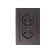 Розетка 2-м СП AtlasDesign 16А IP20 без заземл. в сборе мокко SE ATN000620