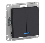 Выключатель 2-кл. СП AtlasDesign 10А IP20 (сх. 5а) 10AX с подсветкой механизм карбон SE ATN001053
