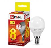 Лампа светодиодная LED-ШАР-VC 8Вт шар 3000К тепл. бел. E14 760лм 230В IN HOME 4690612020549