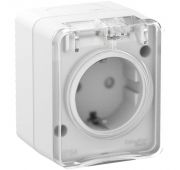 Розетка 1-м ОП AtlasDesign Profi54 16А IP54 250В с заземл. защ. шторки бел. SE ATN540145