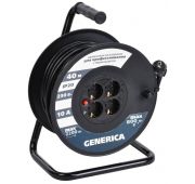 Удлинитель на катушке 4х40м 10А IP20 УК40 2P+PE 3х1 термозащита GENERICA WKP10-10-04-40-G