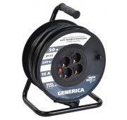 Удлинитель на катушке 4х50м 16А IP20 УК50 2P+PE 3х1.5 термозащита GENERICA WKP20-16-04-50-G