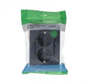 Розетка 2-м СП AtlasDesign 16А IP20 с заземл. в сборе грифель SE ATN000724