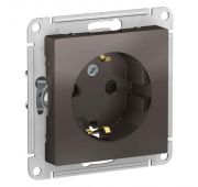 Розетка 1-м СП AtlasDesign 16А IP20 с заземл. защ. шторки механизм мокко SE ATN000645