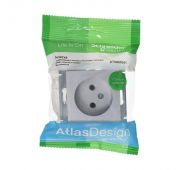 Розетка 1-м СП AtlasDesign 16А IP20 без заземл. без защ. шторок механизм алюм. SE ATN000341