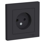 Розетка 1-м СП AtlasDesign 16А IP20 без заземл. в сборе карбон SE ATN001040