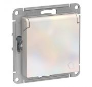 Розетка 1-м СП AtlasDesign 16А IP20 с заземл. защ. шторки с крышкой механизм жемчуж. SE ATN000446