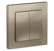 Выключатель 2-кл. СП AtlasDesign 10А IP20 (сх. 5) 10AX в сборе шампань SE ATN000552