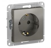 Розетка 1-м СП AtlasDesign 16А IP20 с заземл. защ. шторки механизм сталь SE ATN000945