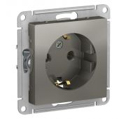 Розетка 1-м СП AtlasDesign 16А IP20 с заземл. механизм сталь SE ATN000943