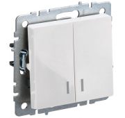Выключатель 2-кл. СП BRITE ВС10-2-1-БрБ 10А с индик. механизм бел. IEK BR-V20-1-10-K01