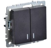 Выключатель 2-кл. СП BRITE ВС10-2-1-БрЧ 10А с индик. механизм черн. IEK BR-V20-1-10-K02