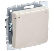 Розетка BRITE РСбш10-3-БрКр 16А IP20 с заземл. защ. шторки с крышкой механизм беж. IEK BR-R16-16-K10
