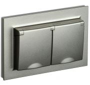 Розетка 2-м СП BRITE РСбш12-3-44-БрШ 16А в сборе IP44 с крышкой шампань IEK BR-R26-16-44-K37-F