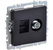 Розетка компьютерная + телевизионная 2-м Brite РТВ/РК12-БрЧ RJ45 кат.5E + TV механизм черн. IEK BR-AK20-1-K02