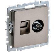 Розетка компьютерная + телевизионная 2-м Brite РТВ/РК12-БрШ RJ45 кат.5E + TV механизм шампань IEK BR-AK20-1-K37
