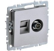 Розетка компьютерная + телевизионная 2-м Brite РТВ/РК12-БрА RJ45 кат.5E + TV механизм алюм. IEK BR-AK20-1-K47
