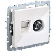 Розетка компьютерная + телевизионная 2-м Brite РТВ/РК12-БрБ RJ45 кат.5E + TV механизм бел. IEK BR-AK20-1-K01