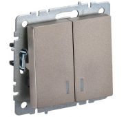 Выключатель 2-кл. СП BRITE ВС10-2-1-БрШ 10А с индик. механизм шампань IEK BR-V20-1-10-K37