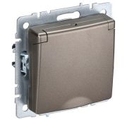 Розетка BRITE РСбш10-3-44-БрШ 16А IP44 с заземл. защ. шторки с крышкой механизм шампань IEK BR-R16-16-44-K37