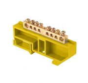 Шина нулевая N 6х9 8 отвер. латунь желт. изолятор на DIN-рейку PROxima EKF sn0-63-08-dz