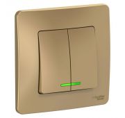 Выключатель 2-кл. СП Blanca 10А IP20 (сх. 5) 250В с подсветкой титан SE BLNVS010514