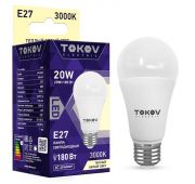 Лампа светодиодная 20Вт А60 3000К Е27 176-264В TOKOV ELECTRIC TKE-A60-E27-20-3K